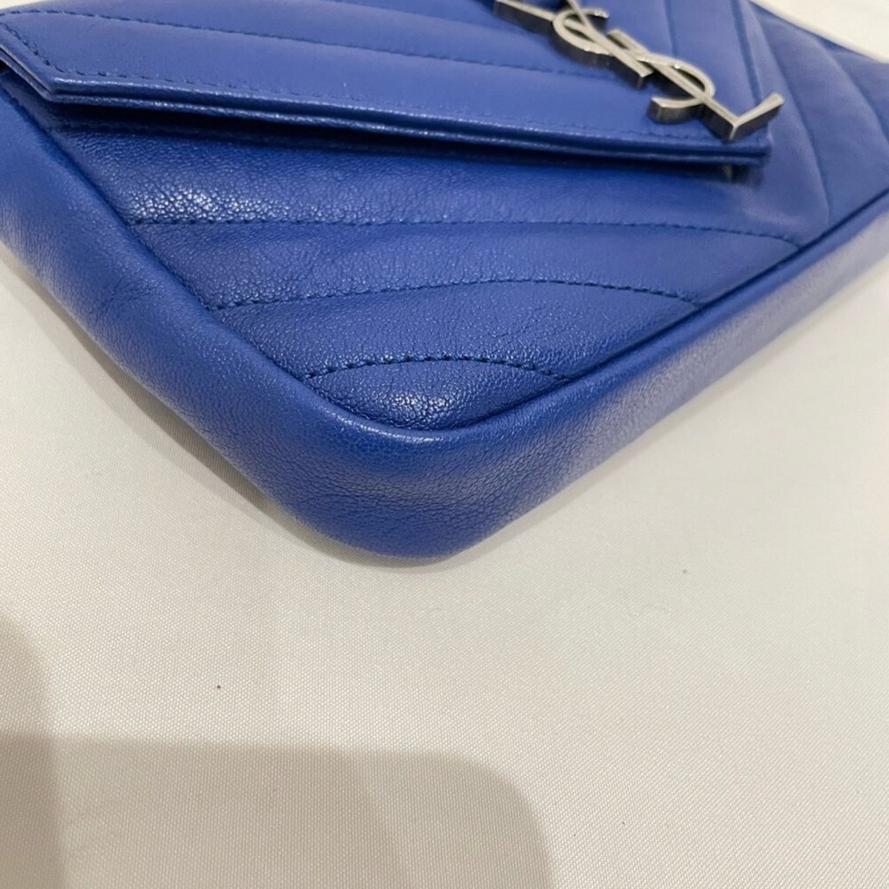 Yves Saint Laurent Blue Quilted Leather Crossbody Bag - Picture 5 of 10